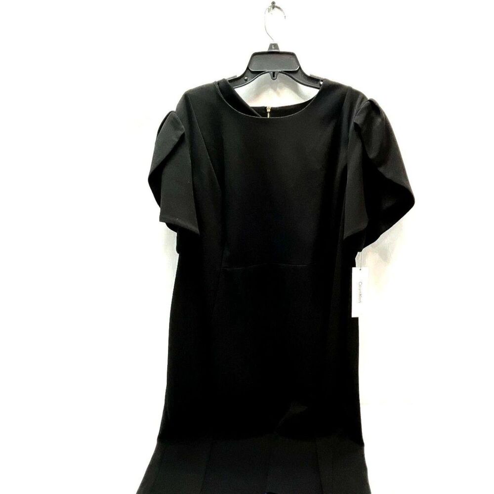 NWT Calvin Klein Black Tulip Sleeve Shift Dress Plus Size 22W